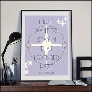💛Lavender Haze Lyrics Poster Thick Canvas Art Wall Decor for Music Fans - 1pcs